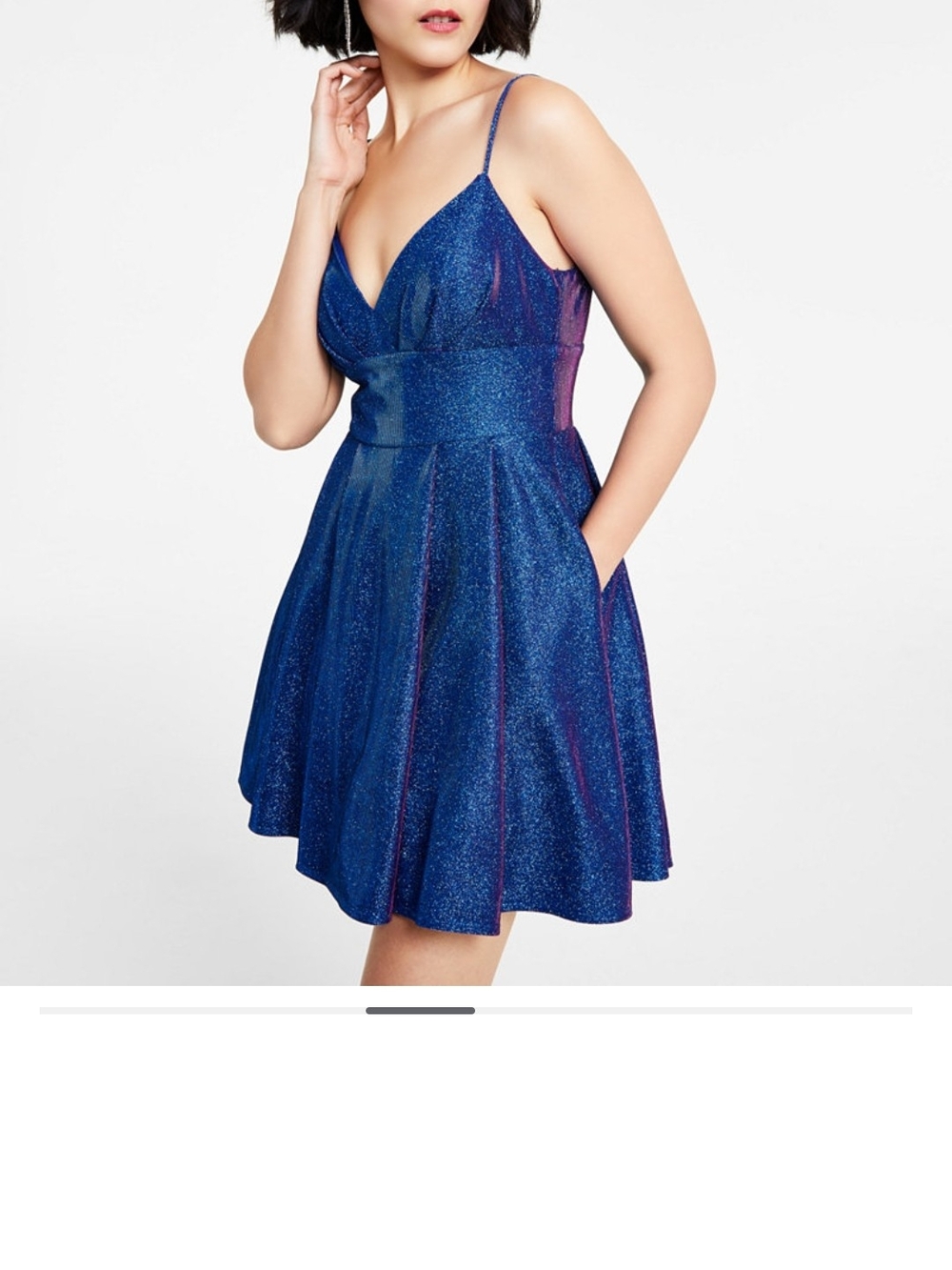 B Darlin Shimmery Royal Blue Spaghetti-Strap Fit-and-Flare Mini Dress
